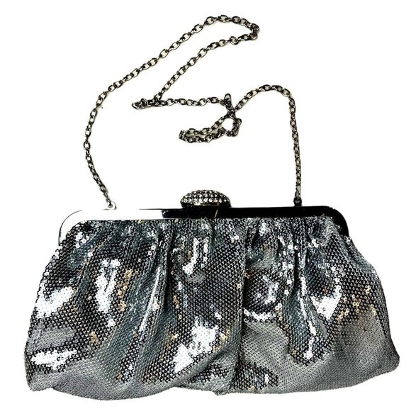 Jessica McClintock sequin clutch shoulder bag - Picture 5 of 9